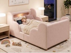 Lit simple 90x200 cm BGSRYAO coloris rose