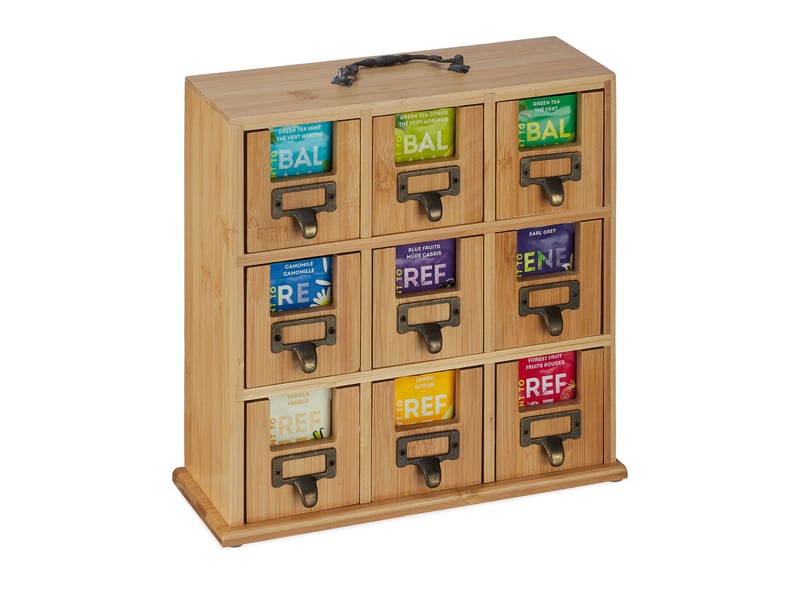  Boîte à thé organisateur avec 9 compartiments amovibles rangement compartiments rustique en bambou naturel 13_0014321  - Conforama A