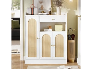 Armoire rangement 90x35x110 cm, meuble à chaussures 3 portes, capacité adaptée couloir, charge max 50 kg par plateau