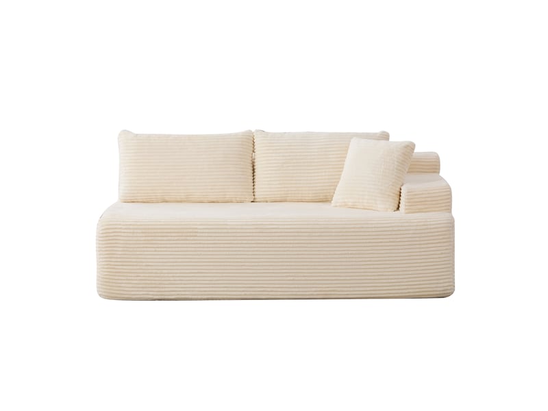  Canapé modulaire en tissu chenille ivoire avec méridienne, mousse haute résilience 30d, confort moelleux pour le salon  - Conforama A