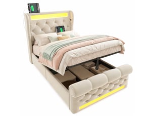 Lit coffre 90x200 cm    coloris beige