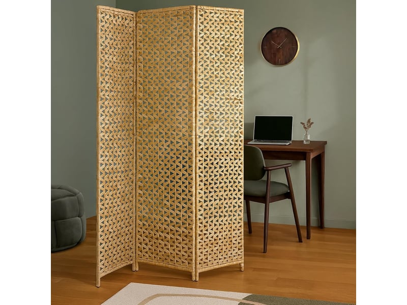 Paravent d'intérieur 3 panneaux jacinthe d'eau ajouré 117 x 160 cm 62722 - Conforama C