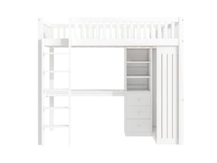 Lit mezzanine 90x200 cm <strong>ZOVIRA</strong> <strong></strong> coloris blanc