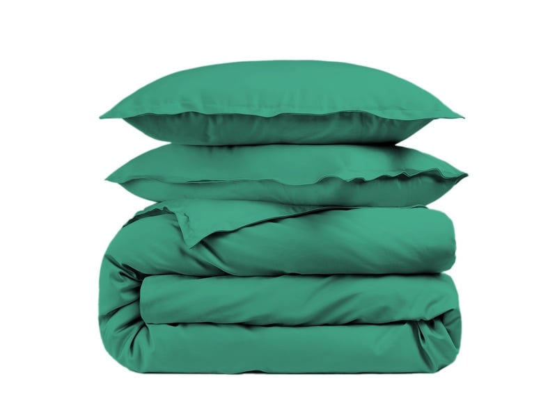  Housse de couette unie 100% percale de coton 80 fils + taie(s) 65x65 cm – fabriquée en europe – doux et respirant - oeko-tex®  - Conforama A