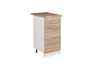 Vicco meuble bas sous-évier, sonomablanc, 40cm plan de travail chêne doré