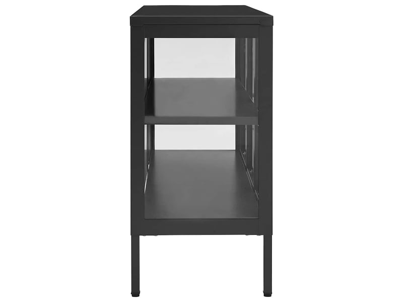  Buffet - bahut - meuble de rangement anthracite 105x35x70 cm acier et verre  - Conforama D