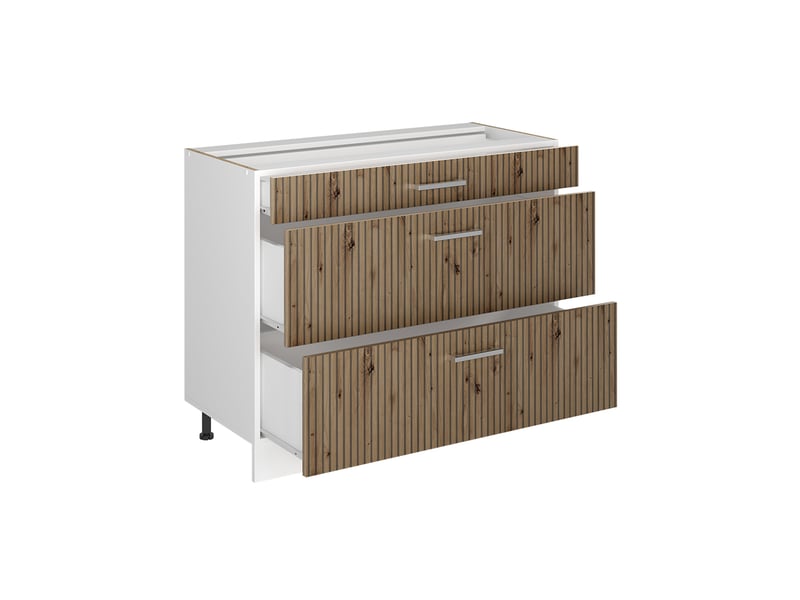  Vicco meuble cuisine, chêne artisanblanc, 100cm plan de travail marbre  - Conforama C