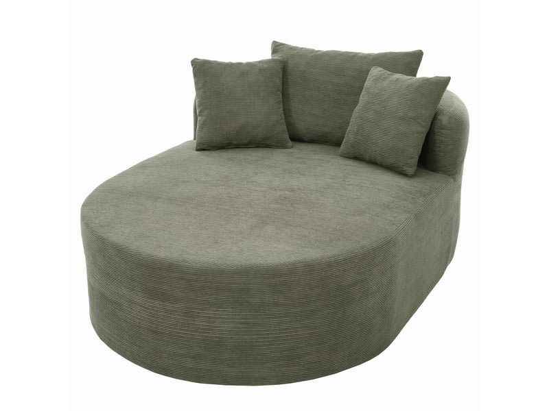  Fauteuil relax ovale 170x112,5x83 cm vert en velours côtelé, assise profonde de 122 cm sans montage  - Conforama A