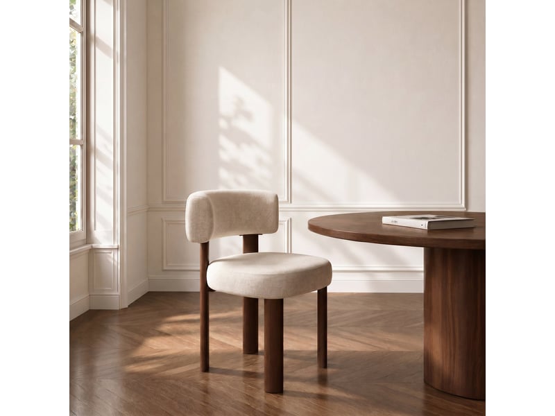  Lot de 2 chaises en velours chenillé crème rich SC47VCCR - Conforama B