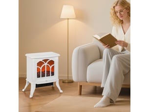 Cheminée électrique sur pied 7501500 w, fausse cheminée décorative avec effet flamme led, 37,3 x 23,1 x 44 cm, blanc