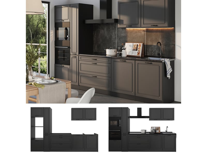 Vicco cuisine, anthracite campagneanthracite, 310cm plan de travail marbre - Conforama D