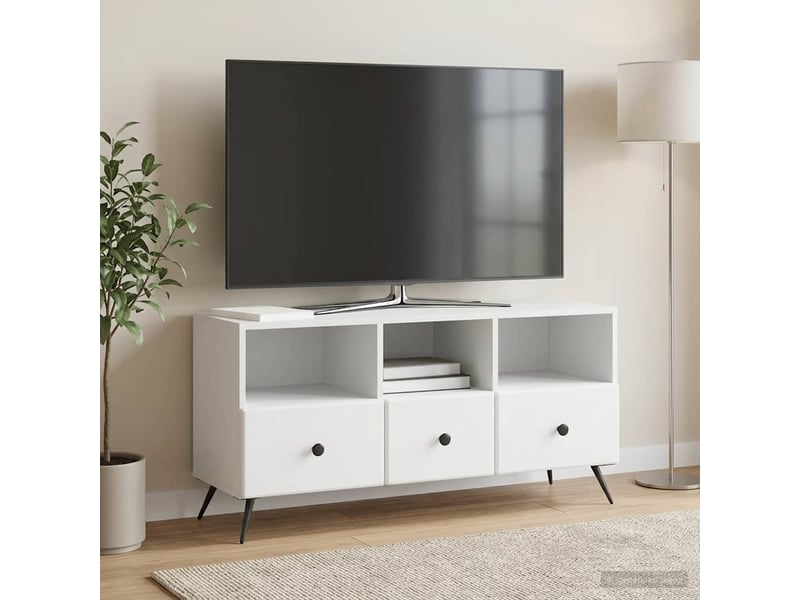  Meuble tv - banc tv - meuble de rangement blanc 102 x 34,5 x 50 cm bois d'ingénierie  - Conforama B
