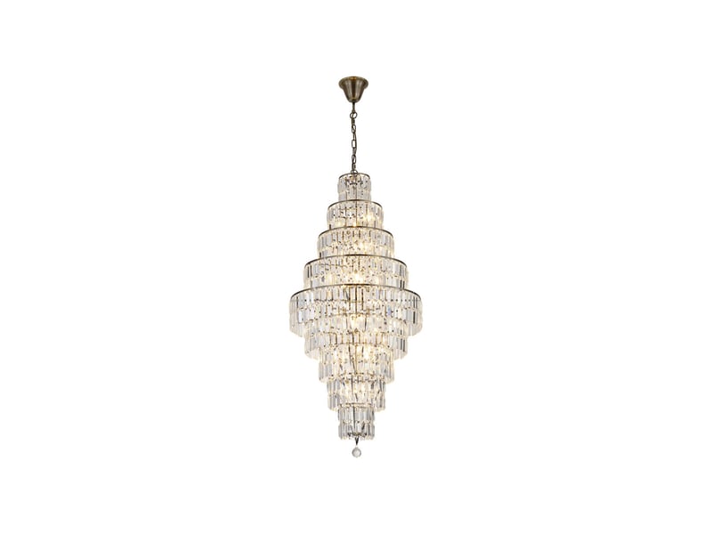  Searchlight empire lustre à 13 lumières, laiton antique, verre transparent, 13 douilles e14  - Conforama C