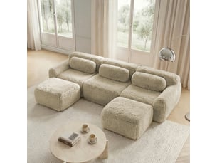 Canapé d'angle modulable en forme de u, revêtement en tissu moelleux, livré monté, base antidérapante, avec coussins. Soutien ergonomique, mousse haute résilience, convient au salon et à la chambre, coloris kaki clair.