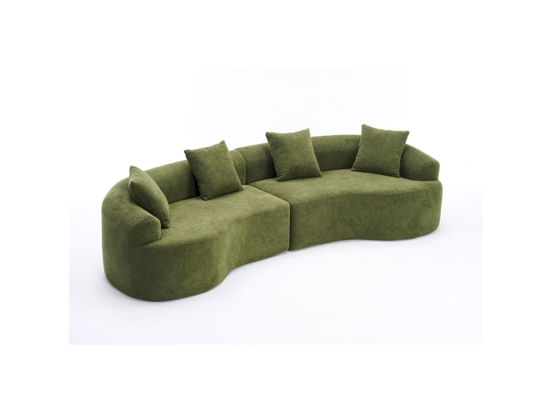 Canapé courbé moderne canapé modulable 4 places en chenille verte 275 cm sans montage - Conforama A