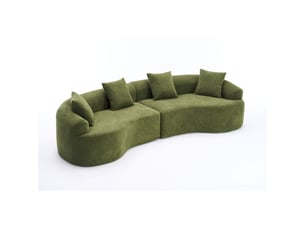 Canapé courbé moderne canapé modulable 4 places en chenille verte 275 cm sans montage