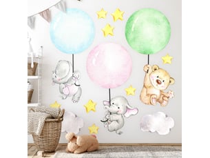 Sticker mural - animaux avec des ballons100x141 cm