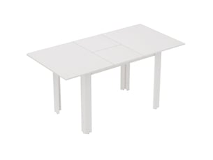 Table à manger extensible 120-160x80 cm – blanc brillant – mécanisme papillon, 4 à 6 personnes