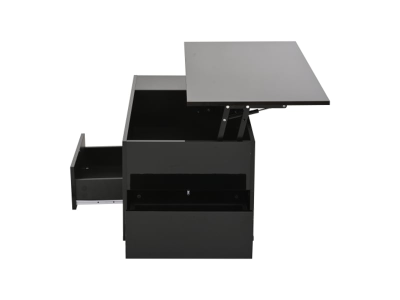Table basse 4-en-1 noire - hauteur réglable, led, canapé et 2 tabourets, 50 kg - Conforama D
