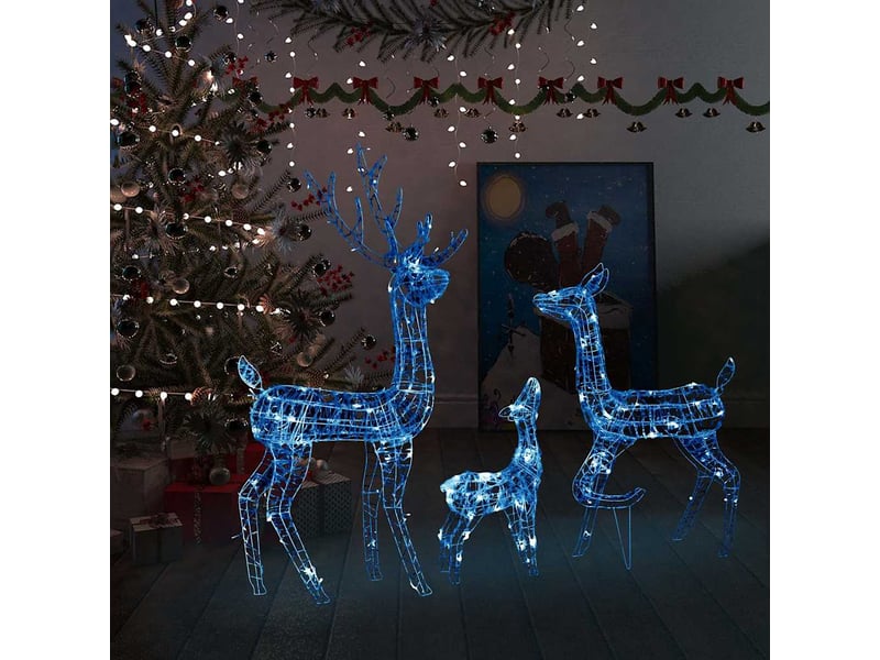 Famille de rennes de décoration, éclairage de noël acrylique 300 led bleu cf62036 - Conforama B