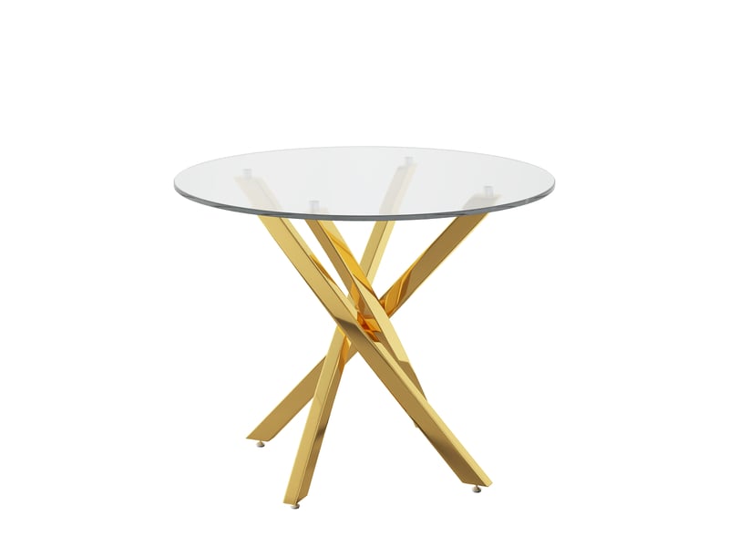  Table à manger ronde plateau verre trempé pieds métal doré d80 x h75 cm N634P435283W - Conforama A