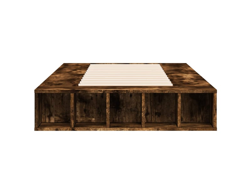  Lit simple- lit adulte -  cadre de lit avec rangement avec étagère chêne fumé 80 x 200 cm  - Conforama C