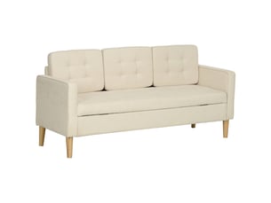 Canapé droit fixe 3 places Bois beige avec coffre de rangement