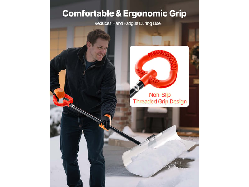  Vevor pelle a neige, 91,5 cm, poussoir a neige avec poignee ergonomique, lame en plastique pehd, pelle de deneigement a manche segmente, pousse-neige portable pour nettoyage allees escaliers trottoirs  - Conforama D
