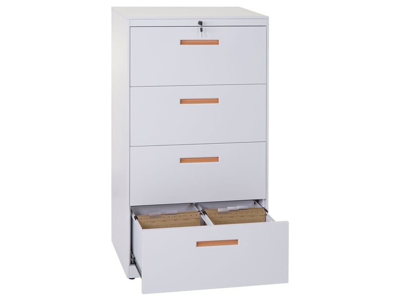  Armoire de bureau avec 4 tiroirs pour documents a4 132 x 76 x 46 cm sécurisée design épuré en acier gris 04_0011185  - Conforama B