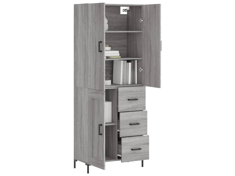  Buffet haut - bahut - meuble de rangement sonoma gris 69,5x34x180 cm bois d'ingénierie  - Conforama C