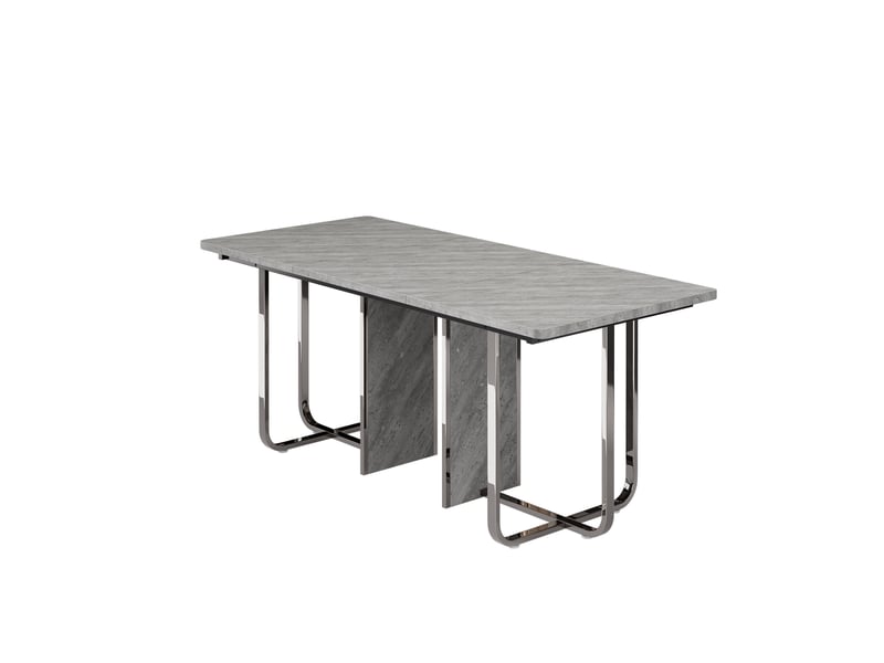  Table à manger rectangulaire en mdf avec pieds en métal,180x80cm,gris table gris - Conforama D