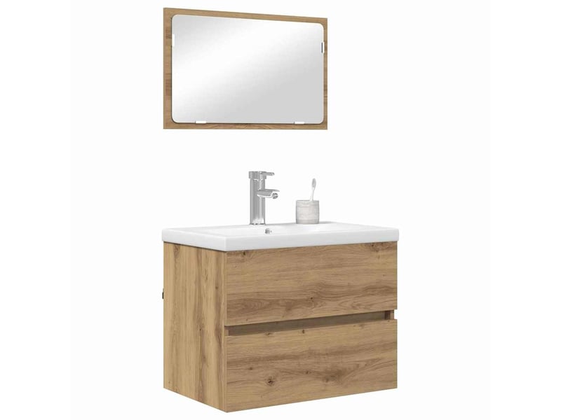  Ensemble de mobilier de salle de bain 3 pc chêne artisanal cf64295  - Conforama C