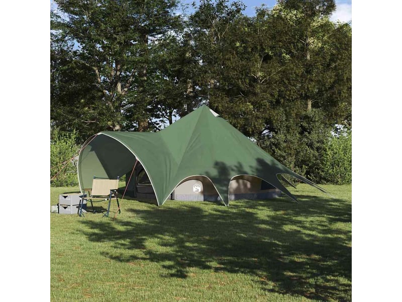  Tente de camping, tente teepee 5 personnes vert et gris  - Conforama B