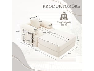 Fauteuil modulaire en velours côtelé - velours côtelé doux et résistant - rembourrage épais et compressé