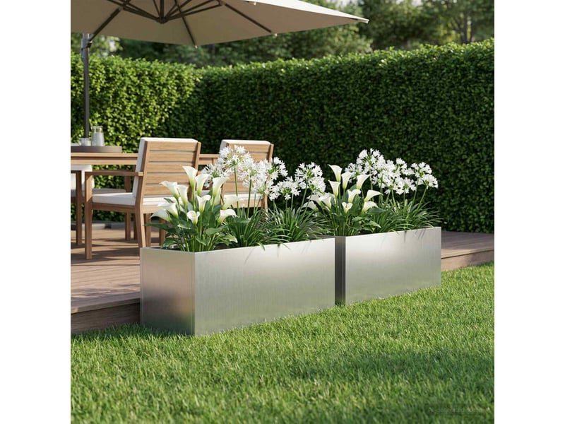  Jardinière - cache-pot de jardin 2 pcs argenté 60 x 20 x 20 cm  - Conforama B