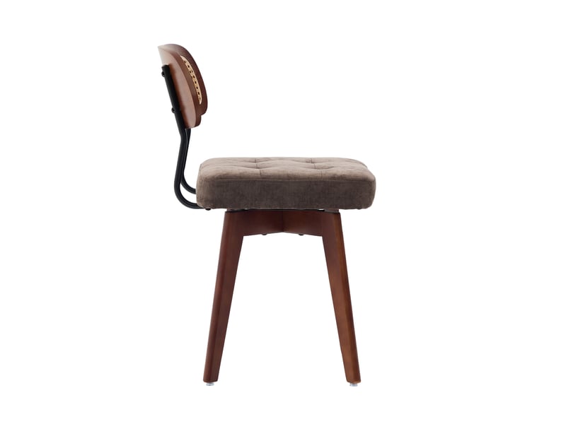  Lot de 2 chaises pivotantes 360° marron chenille, dossier tressé, style rétro  - Conforama E