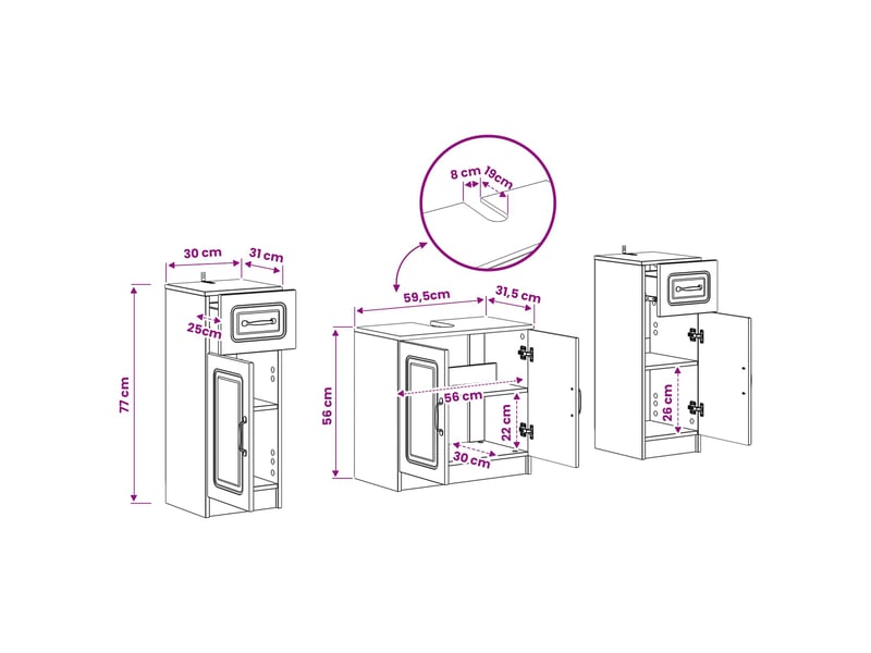  Ensemble de meuble de salle de bain 3 pièces utrecht gris béton cf63519  - Conforama E