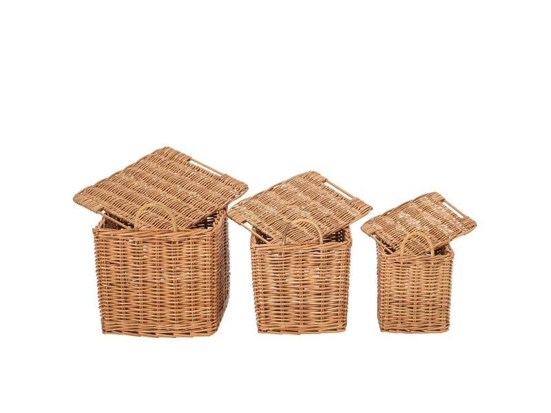  Lot de 3 paniers en osier katia 49cm naturel  - Conforama C