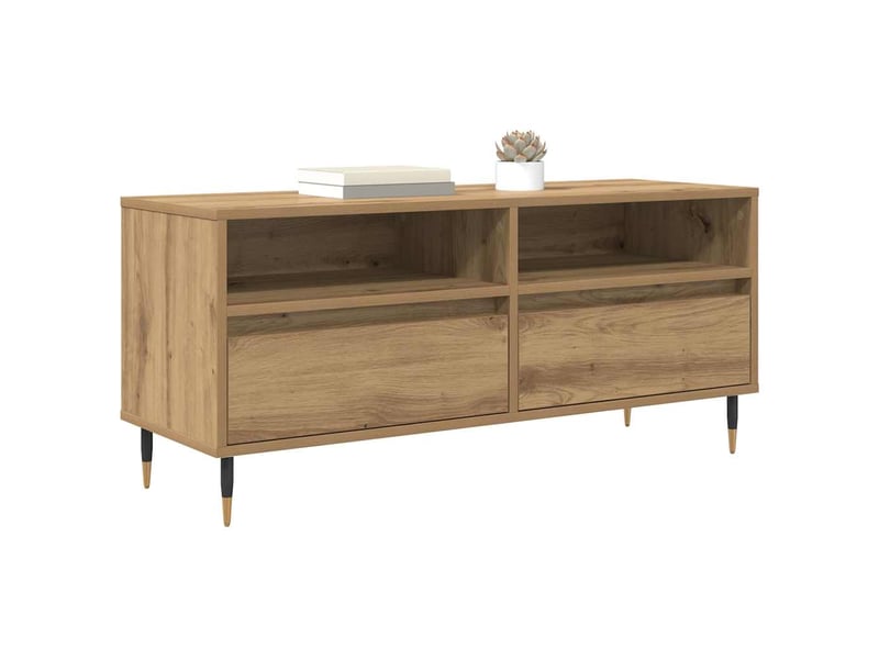  Meuble tv - banc tv - meuble de rangement 100 x 34,5 x 44,5 cm chêne artisanal  - Conforama C