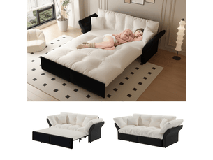 Canapé droit convertible <strong></strong> <strong></strong> 2 places Velours beige