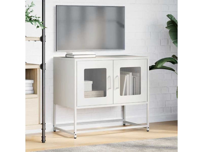  Meuble tv - banc tv - meuble de rangement blanc 68x39x60,5 cm acier laminé à froid  - Conforama C