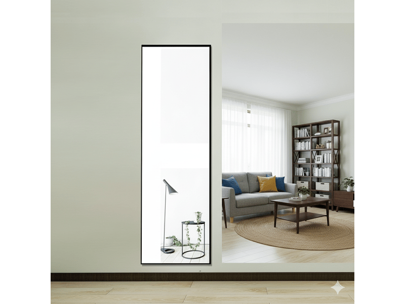  Miroir pleine longueur 150 x 40 cm - miroir sur pied avec cadre en alliage d'aluminium - noir  - Conforama D
