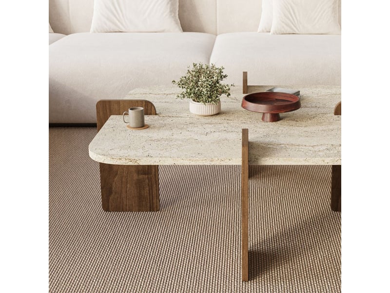  Table basse carrée moderne en mélaminé poalla - beige  - Conforama D