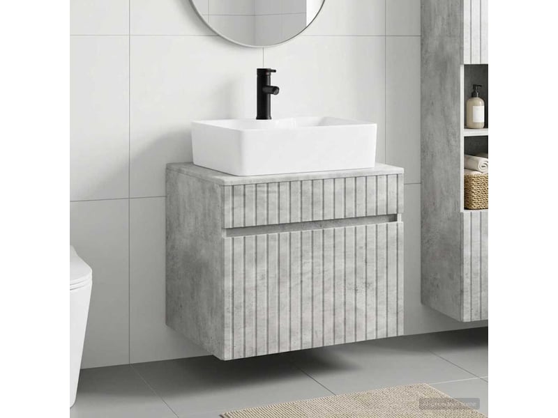  Ensemble de mobilier de salle de bain gris béton cf64679  - Conforama B