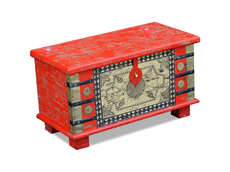Coffre de rangement, boîte de rangement de rangement bois de manguier rouge 80x40x45 cm - Conforama D