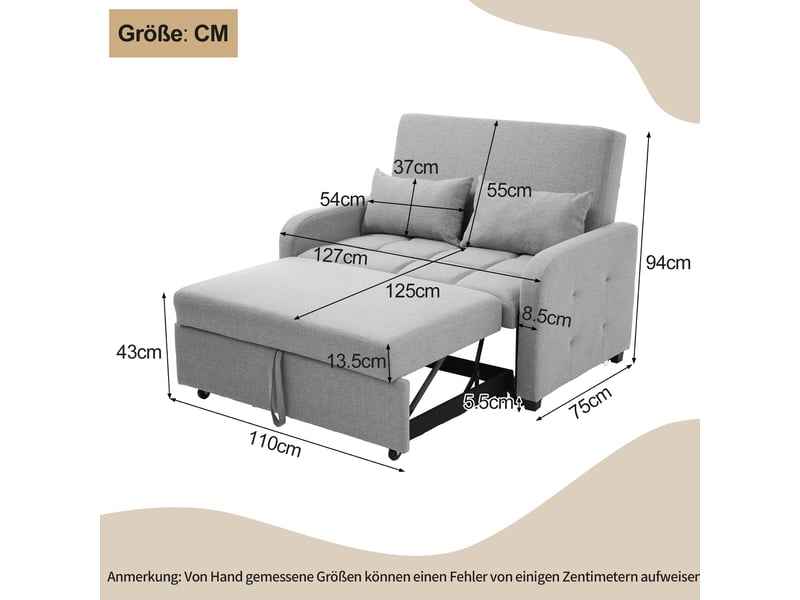  Canapé-lit convertible modenvie 2 places gris antique 127 x 75 cm dossier réglable  - Conforama C
