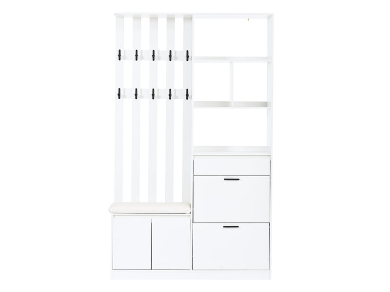 Portemanteau avec banc et rangement 120 x 200 cm en mdf blanc - Conforama W