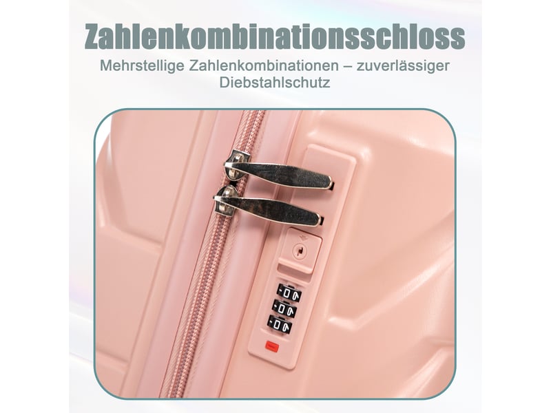  Set 2 pièces valise et trousse,19 pouces et 14 pouces,à roulettes,abs,rose  - Conforama E