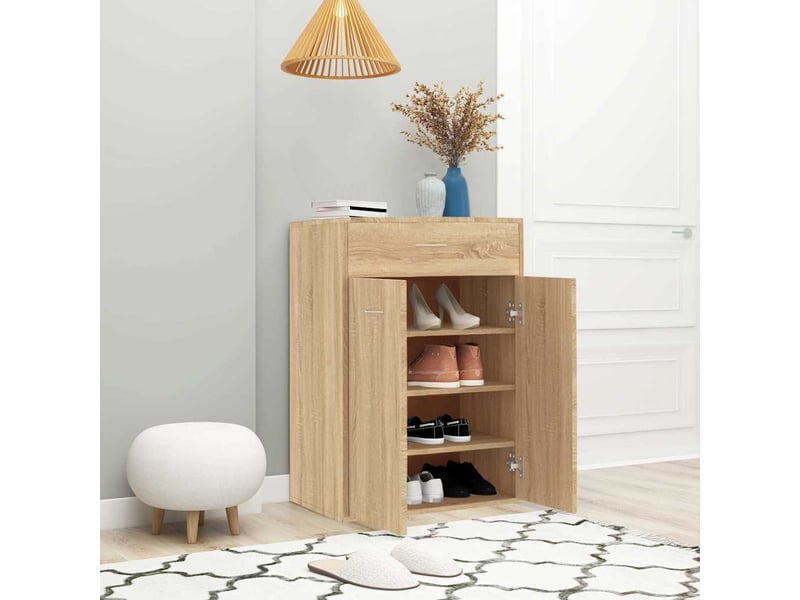  Meuble à chaussure, armoire à chaussures chêne sonoma 60x35x84 cm bois d'ingénierie  - Conforama C