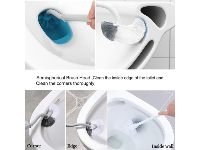  Lot de 2 brosses de toilette en plastique blanc avec de longs manches et des poils durables pour un nettoyage en profondeur  - Conforama C
